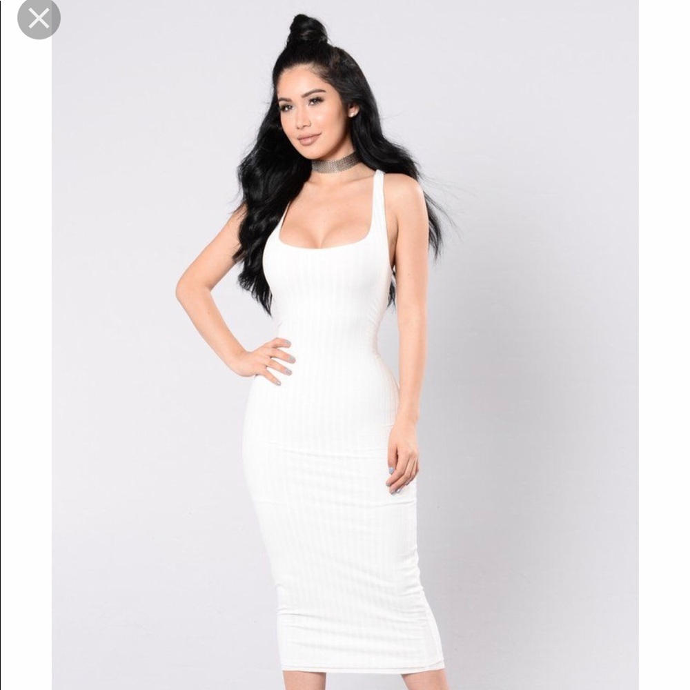 Fashion Nova White Midi Tank Dress